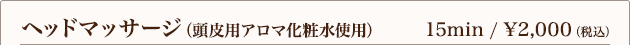 ヘッドマッサージ（頭皮用アロマ化粧水使用） （15min / 2,000円）